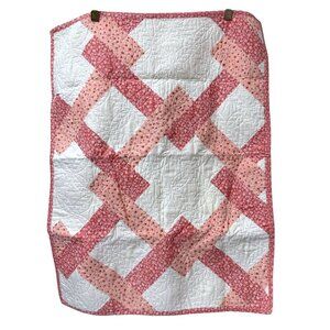 Martha Stewart Quilted Pillowcase One Standard Sham Pink White Print 100% Cotton